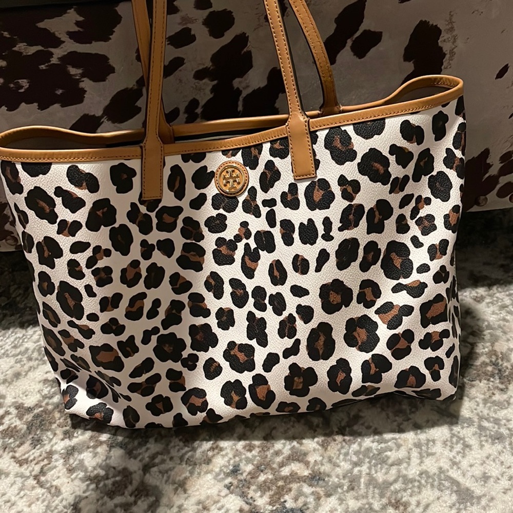 TORY BURCH leopard tote bag